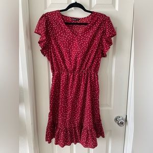 SHEIN flutter sleeve red polka dot dress size 0XL